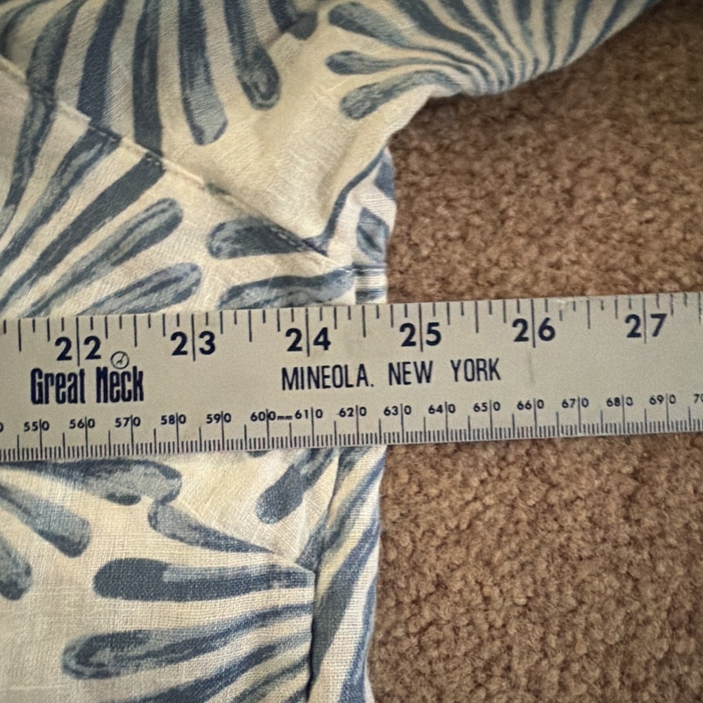 Joie 100% Linen novelty Tropical Print Button Down Shirt beach boho Size 1X - Picture 9 of 13